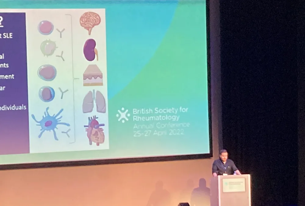 George giving the Garrod Award lecture at the British Society for Rheumatology conference, April 2022