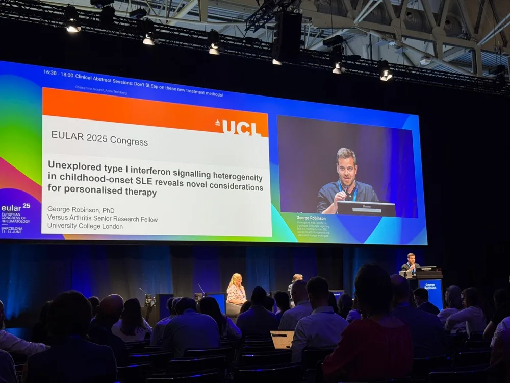George presenting on the main screen at the EULAR 2025 Congress in Barcelona